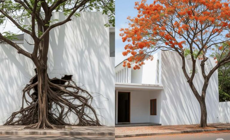 Pohon peneduh yang akarnya merusak dan Tidak Merusak